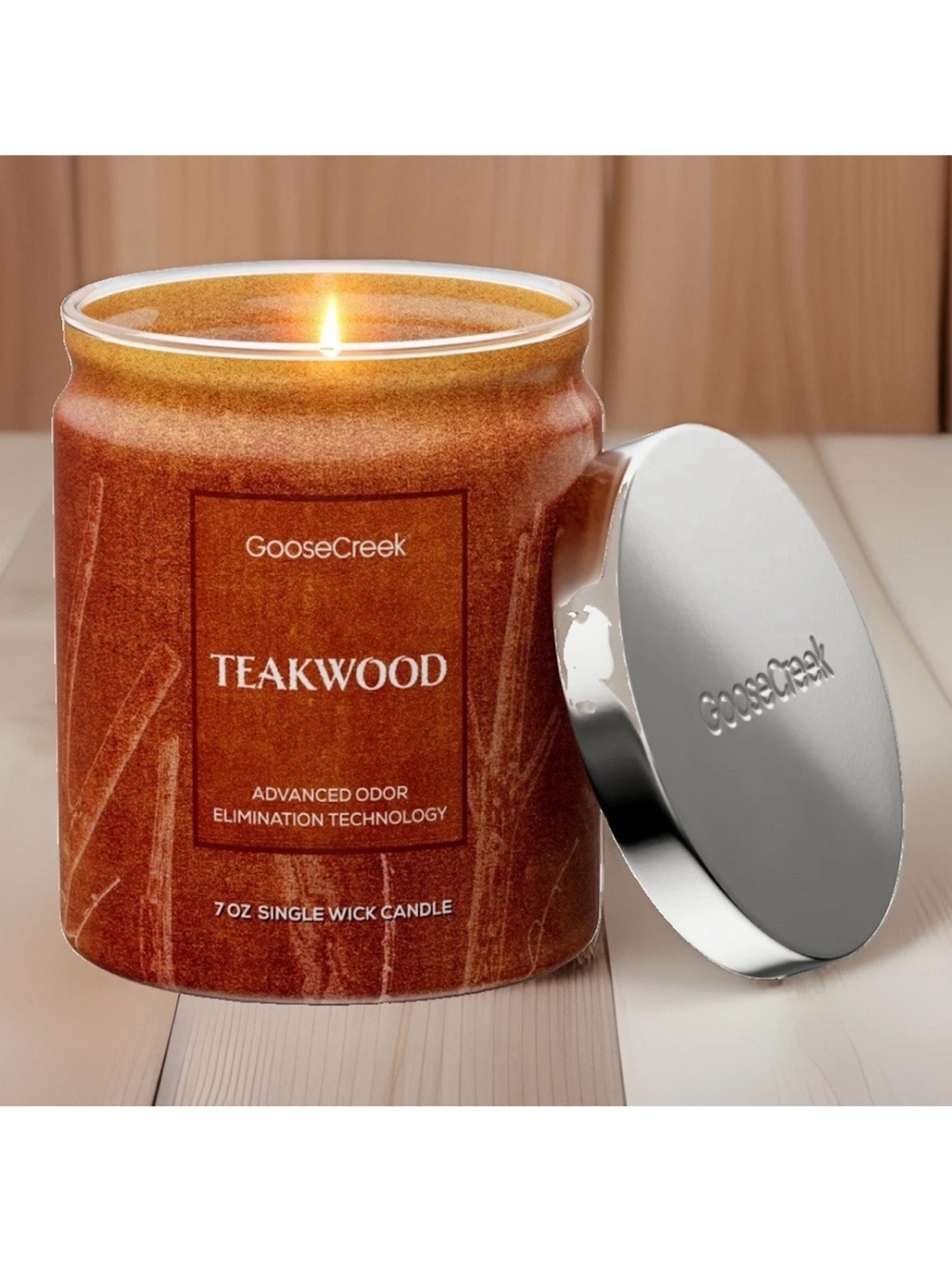 Goose Creek Single Wick Candle- Teakwood Odor Eliminating (7oz)